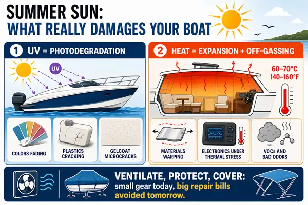 Infographic "Summer Sun: What really damages your boat"