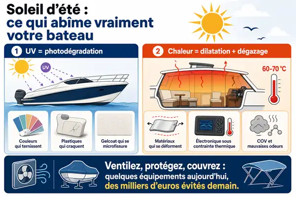 Infographie "Soleil d'été : ce qui abîme vraiment votre bateau"